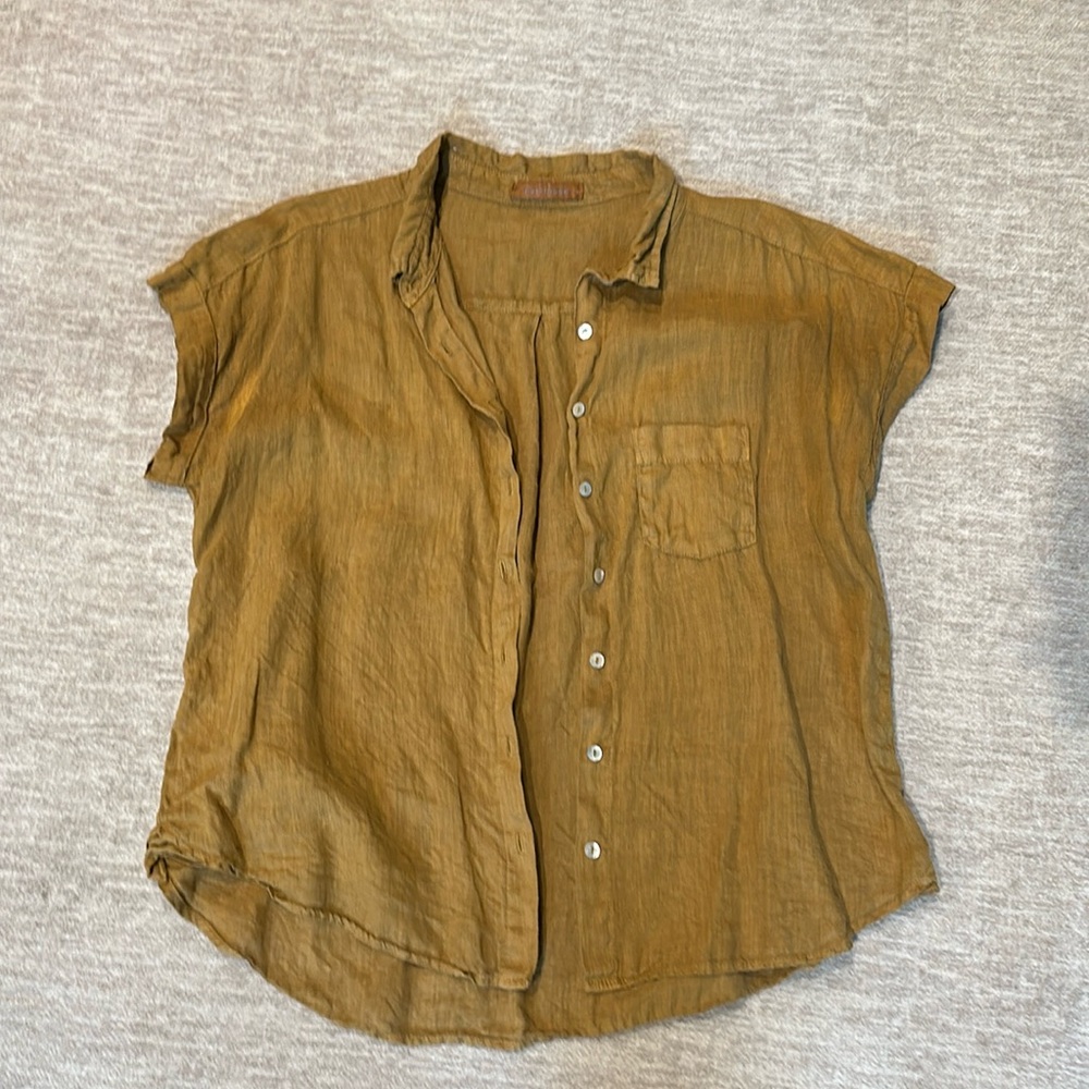100% linen ochre top